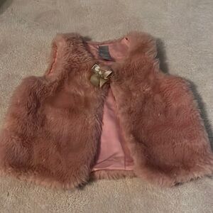 Girls Pink Faux Fur Vest